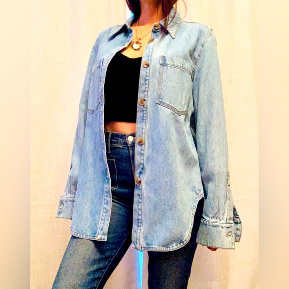 NWOT Nanushka Denim Shirt. Size large. - Picture 1 of 14